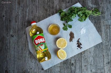 Gegrilltes Lachssteak in Honig Kümmel Marinade