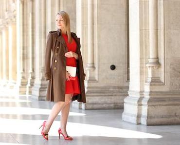 Coral red flounce dress