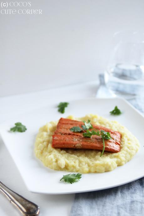 Gemüse Kokos Püree mit Lachsfilet - lecker aber nicht fotogen