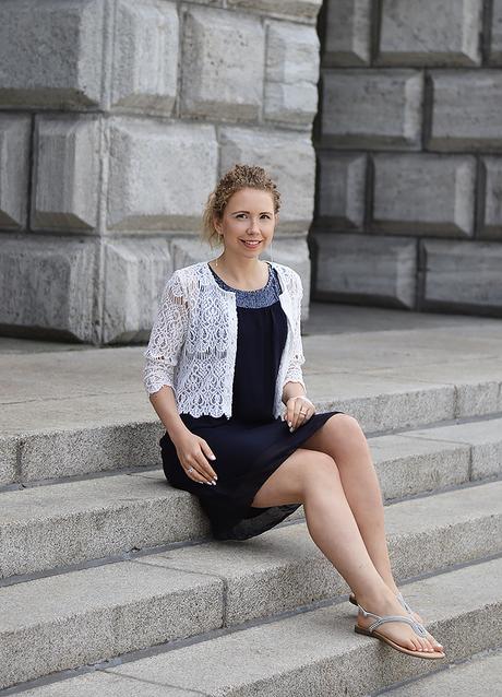 Outfit: Metallic Flats, Silk Dress and Lace Bolero