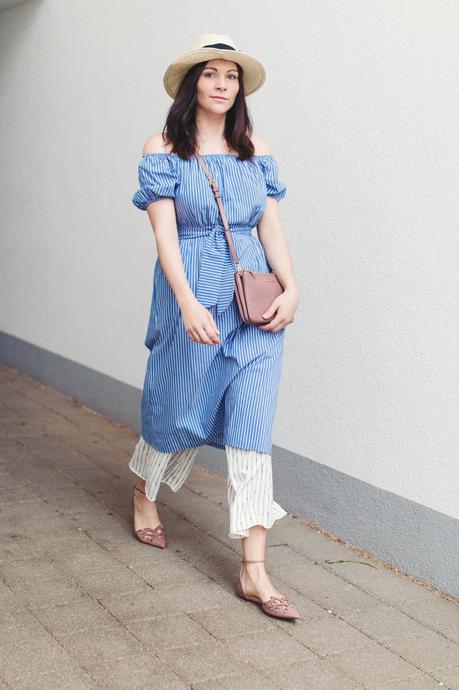 Kleidermaedchen.de Modeblog, erfurt, thueringen, berlin, fashionblog, Fashion Blog, Magazin, Outfit, kleidermaedchen.de, Influencer Marketing und Kommunikation, Creator Frühlingsoutfit, Sommeroutfit, Fashionkarussell Wie Kombiniere ich den Off-Shoulder Trend, Michael Kors, Trio Bag, Zara Kleid, Culotte, Ballerinas, H&M Hut, Strohhut, schulterfrei