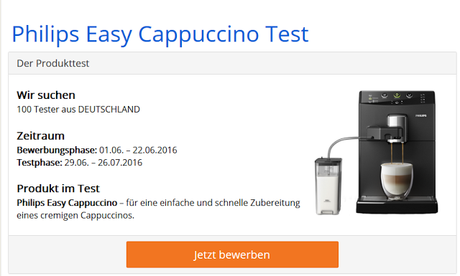 100 Tester für den Philips Easy Cappuccino Vollautomat gesucht