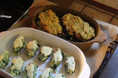 Kalbsrückensteak mit Meerrettichkruste zu Spinatspatzen Kalbsrückensteak mit Meerrettichkruste zu Spinatspatzen