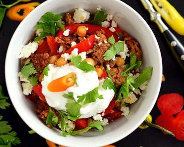 Orientalische Hackpfanne mit Feta