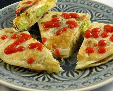 Quesadillas mit Kartoffeln, Dicken Bohnen und Erbsen