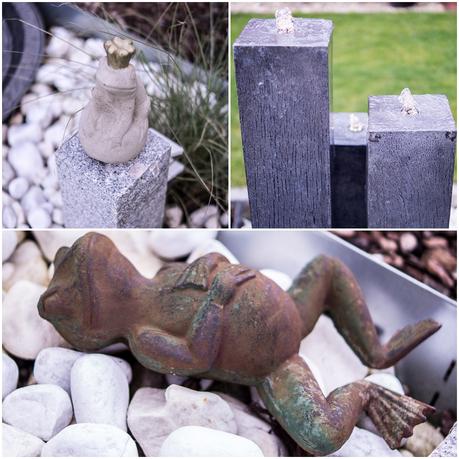 Blog + Fotografie by it's me | fim.works | Ein Garten im Norden | Collage von Froschkönig, chillendem Frosch und Gartenbrunnen