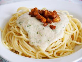 vegane Spaghetti Carbonara mit Cashewsauce