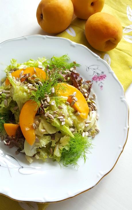 Sommerlich fruchtig & frisch: Blattsalat mit Aprikosen und Fenchel