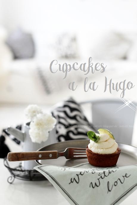 Cupcakes a la Hugo, Cupcakes mit Holunderblütensiruptopping, Nachtisch für den Sommer, Sommer-Kuchen,