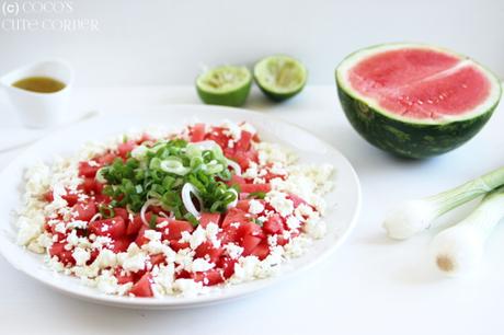 Wassermelonensalat mit Feta - Sommer auf dem Teller