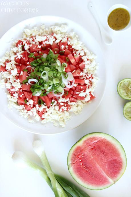 Wassermelonensalat mit Feta - Sommer auf dem Teller
