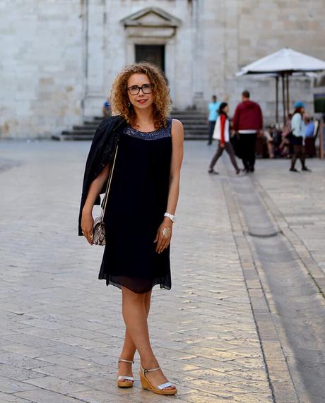 Outfit: Blue Silk Dress and Furla Metropolis for a night out in Dubrovnik