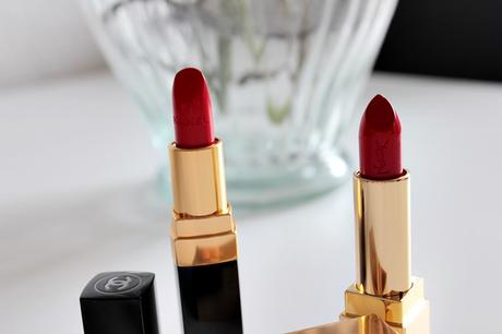 chanel coco #440Arthur, yves saint laurent rouge pur couture #1 le rouge, roter lippenstift, beauty, dekorative kosmetik, high end lipstick