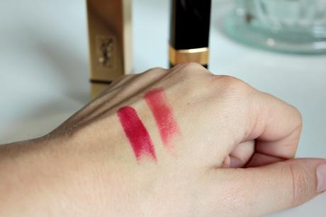 Chanel Coco #440 Arthur , Yves Saint Laurent #1 Rouge Couture, lipstick high end, roter lippenstift lange haltbarkeit, swatch chanel coco und yves saint laurent pur couture