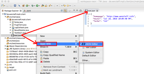 json editor in eclipse