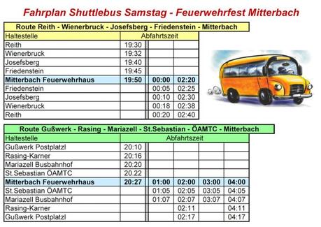 Shuttlebus Feuerwehrfest Mitterbach