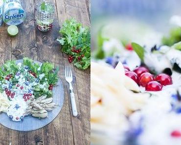Gartensalat mit Käse, Fisch und Naturjoghurt-Dressing