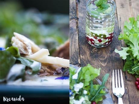 Gartensalat mit Käse, Fisch und Naturjoghurt-Dressing