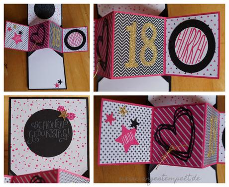 Popup Panelkarte in pink, schwarz, gold zum 18. Geburtstag - Patricia Stich 2016