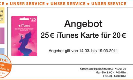 iTunes Karten bei Müller 20% reduziert
