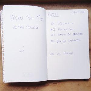 Notizbuch mit aufgeschriebenen Zielen