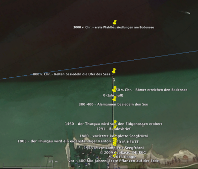 Zeitstrahl auf dem Altnauer Steg, visualisiert auf Google Maps – im Kleinen…