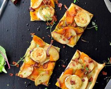 Kürbis-Flammkuchen mit Ziegenkäse