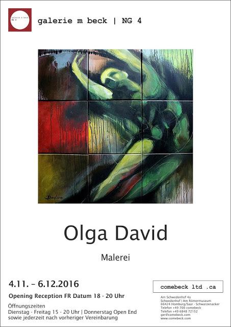 Bilderausstellung von Olga David, Galerie Comebeck, Homburg. Einladung