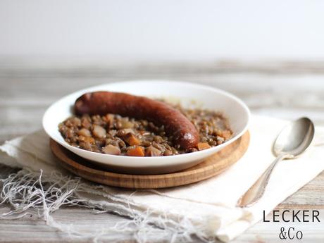 Linseneintopf Linsen, Eintopf, Kartoffeln, Karotten, Tina Kollmann, LECKER&CO, leckerundco, lecke rund co, lecker co, Linsensuppe, Eintopf mit Linsen