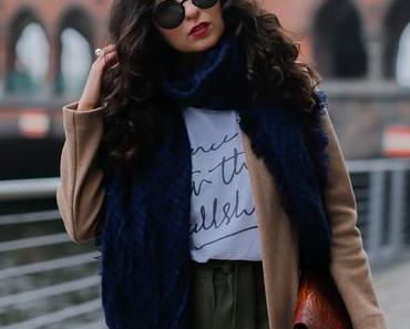 Khaki Pants and Camel Coat