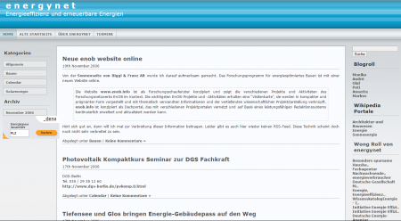 Screenshot von energynet.de im November 2006