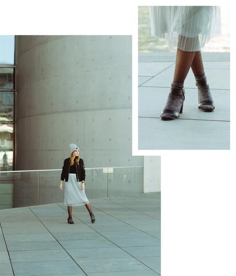 Urban Cinderella – ein Outfit mit Faltenrock und Bomberjacke