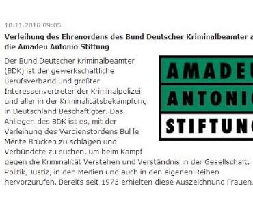 Bund Deutscher Kriminalbeamter (BDK) verleiht Preis an Kahane-Inquisition (Stasi 2.0)