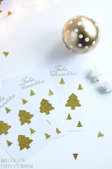 Weihnachtskarten 2016 - mit Glitzertannen und Weihnachtsgruss