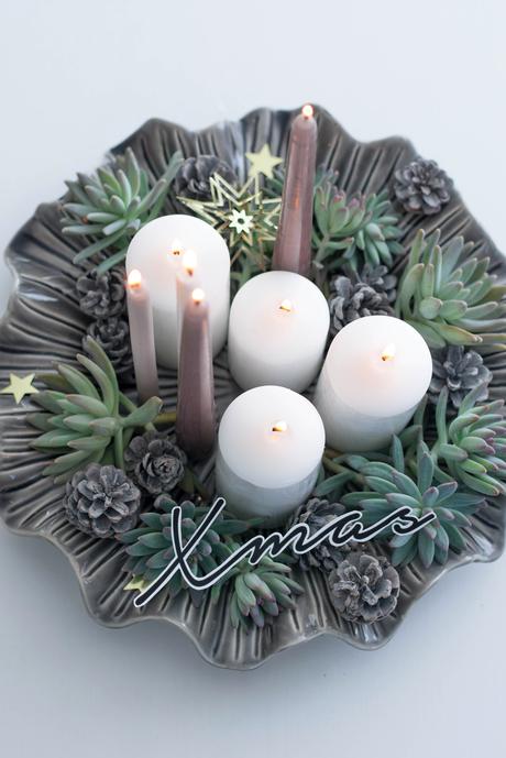 [Kreativ-Adventskalender:Türchen #12] Kerzenteller mit Sukkulenten