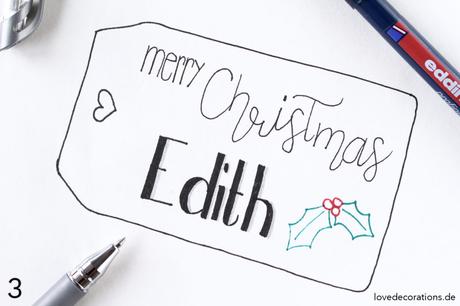 Etikett auf Geschenkpapier malen | Draw Christmas Tags on Wrapping Paper