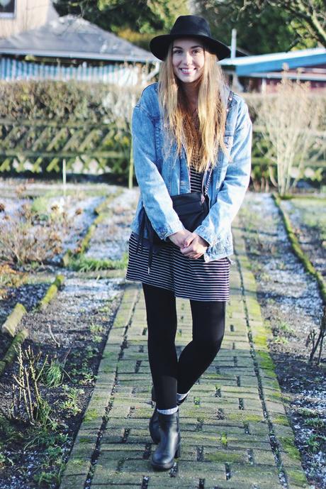 OOTD: Jeans Jacket + Striped Dress