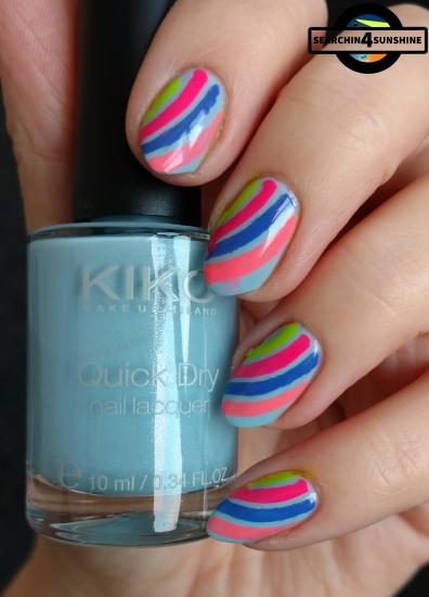 [Nails] NailArt-Dienstag: REGENBOGEN mit KIKO Quick Dry 849 PEARLY ANTIQUE BLUE