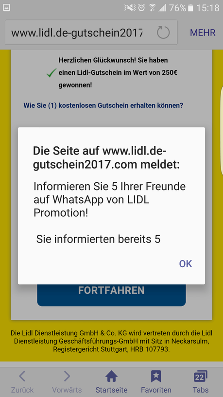 Perfide WhatsApp Nachricht von Lidl : Achtung Abzocke!