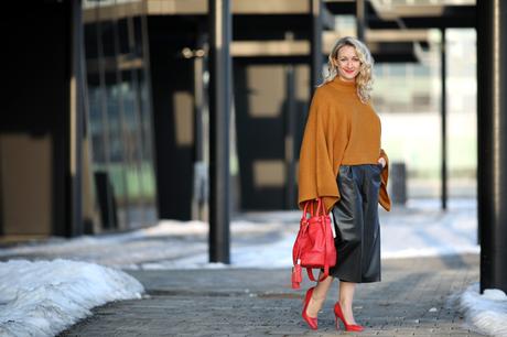 Leather culottes & batwing sweater