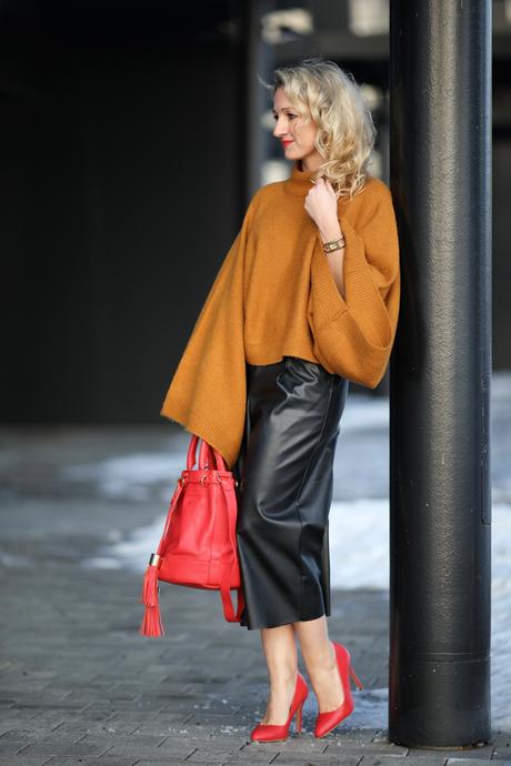 Leather culottes & batwing sweater