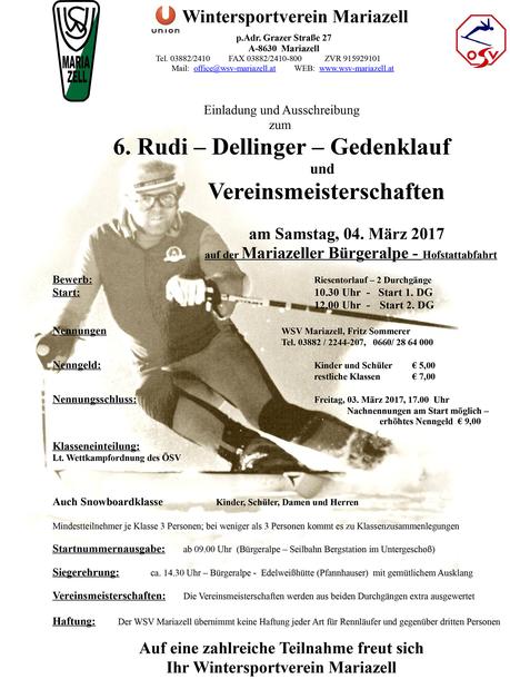Einladung zum 6. Rudi Dellinger Gedenklauf