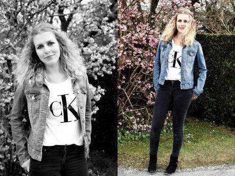 Frühlings Look | Jeansjacke mit weißen CK Shirt