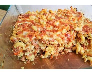Restlküche: Nudelauflauf mit Dauerwurst