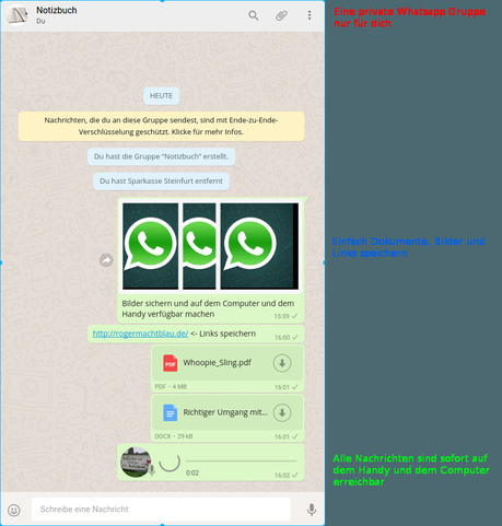 Whatsapp als privates Notizbuch nutzen