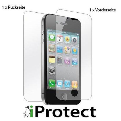 Original iProtect Displayschutzfolie für iPhone 4 – 1 x Vorder- und 1 x Rückseite