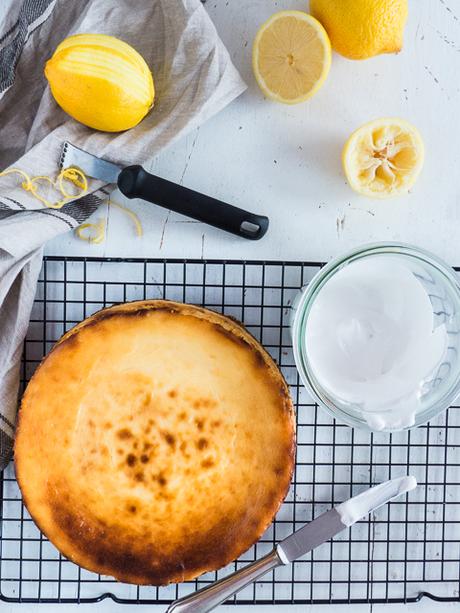 Rezept für gebackenen Zitronen Käsekuchen mit Baiser