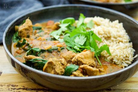 Garam Masala Hühnchen-Curry mit Spinat