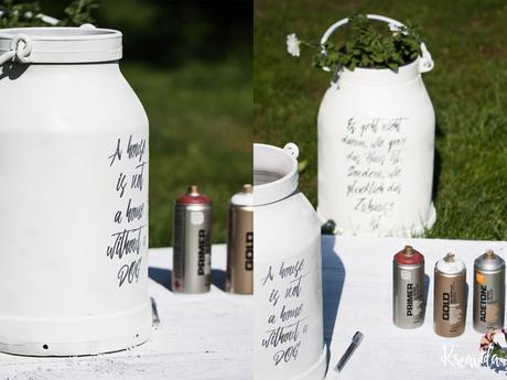 DIY: Milchkanne mit Foto Transfer & Sprayfarbe aufhübschen