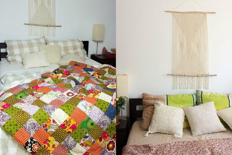 DIY und Nachhaltigkeit | Patchwork Decke und Makramee Wandteppich